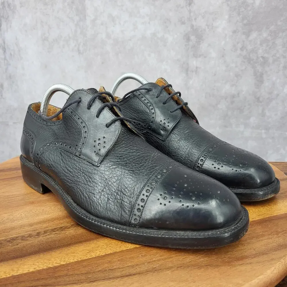 Johnston & Murphy‎ Celina Oxford Shoes Mens 8.5 Black Leather Cap Toe Dress Shoe